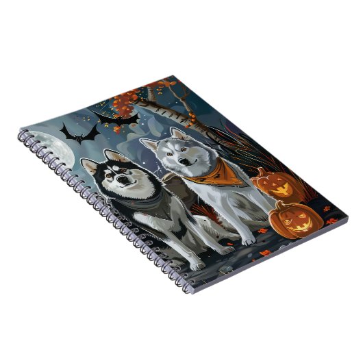 シベリアのハスキーハロウィン不気味 ノートブック (右側)