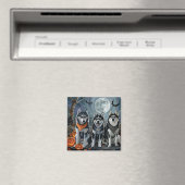 シベリアのハスキーハロウィン不気味 マグネット (インサイチュ (食洗機))