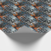 シベリアのハスキーハロウィン不気味 ラッピングペーパー (角)