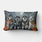 シベリアのハスキーハロウィン不気味 ランバークッション (正面)