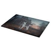 シベリアのハスキーハロウィーン怖い カッティングボード (角)