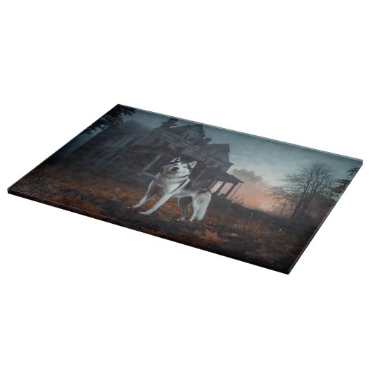 シベリアのハスキーハロウィーン怖い カッティングボード (角)