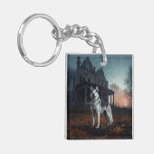 シベリアのハスキーハロウィーン怖い キーホルダー (正面左)