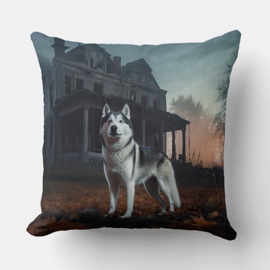 シベリアのハスキーハロウィーン怖い クッション (正面)
