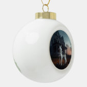 シベリアのハスキーハロウィーン怖い セラミックボールオーナメント (左)