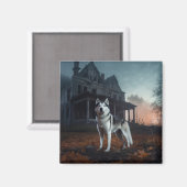 シベリアのハスキーハロウィーン怖い マグネット (正面/裏面)