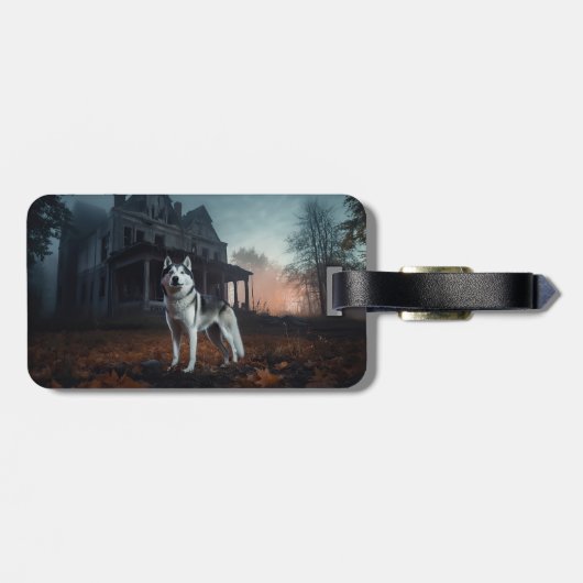 シベリアのハスキーハロウィーン怖い ラゲッジタグ (裏面横)