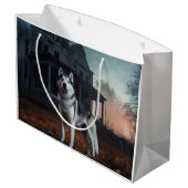 シベリアのハスキーハロウィーン怖い ラージペーパーバッグ (裏面アングル)