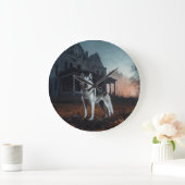 シベリアのハスキーハロウィーン怖い ラージ壁時計 (ホーム)