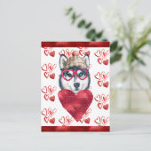 シベリアのハスキーハート犬の恋人バレンタインギフト シーズンポストカード (スタンド正面)