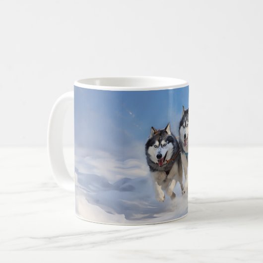 シベリアのハスキーパック コーヒーマグカップ (正面左)