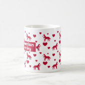 シベリアのハスキーマグカップと赤いハート コーヒーマグカップ (中央)