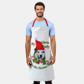 シベリアのハスキーメリークリスマス エプロン (着用した状態)