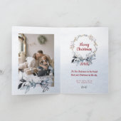 シベリアのハスキー冬の家族の写真メリークリスマス カード (内部)