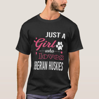 シベリアのハスキー女性の犬Pを愛しているだけの女の子 Tシャツ