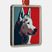 シベリアのハスキー政治パロディのポスター メタルオーナメント (右)