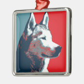 シベリアのハスキー政治パロディのポスター メタルオーナメント (左)