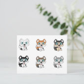 シベリアのハスキー漫画の背景 ポストカード (スタンド正面)