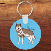 シベリアのハスキー漫画イラストレーション キーホルダー (正面)