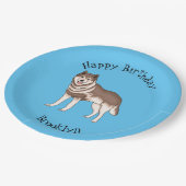 シベリアのハスキー漫画イラストレーション ペーパープレート (アングル)