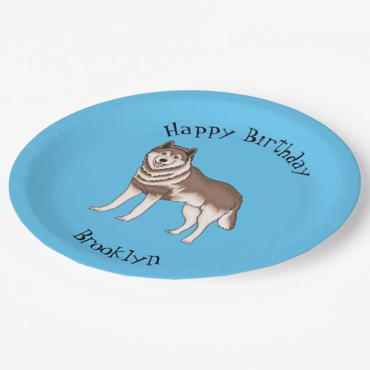 シベリアのハスキー漫画イラストレーション ペーパープレート