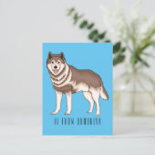 シベリアのハスキー漫画イラストレーション ポストカード (スタンド正面)