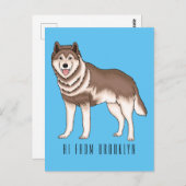 シベリアのハスキー漫画イラストレーション ポストカード (正面/裏面)