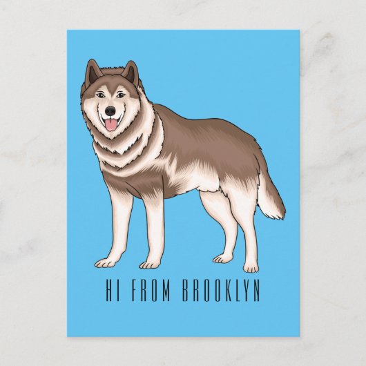 シベリアのハスキー漫画イラストレーション ポストカード (正面)