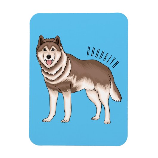 シベリアのハスキー漫画イラストレーション マグネット (縦)