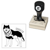 シベリアのハスキー漫画イラストレーション ラバースタンプ (押印)