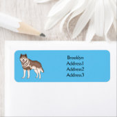 シベリアのハスキー漫画イラストレーション ラベル (インサイチュ)