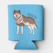 シベリアのハスキー漫画イラストレーション 缶クーラー (裏面)