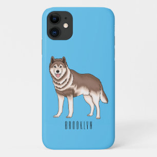 シベリアのハスキー漫画イラストレーション iPhone 11 ケース
