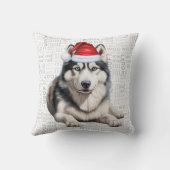 シベリアのハスキー犬おもしろいの水色のクリスマス クッション (裏面)
