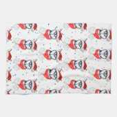 シベリアのハスキー犬がクリスマススターを育てる キッチンタオル (横)