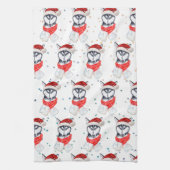 シベリアのハスキー犬がクリスマススターを育てる キッチンタオル (縦)