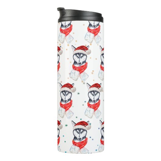 シベリアのハスキー犬がクリスマススターを育てる タンブラー (回転右)