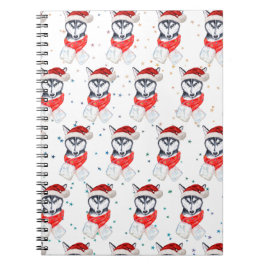 シベリアのハスキー犬がクリスマススターを育てる ノートブック