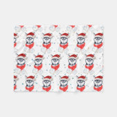 シベリアのハスキー犬がクリスマススターを育てる フリースブランケット (正面(横))