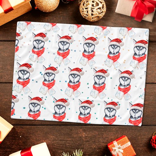 シベリアのハスキー犬がクリスマススターを育てる フリースブランケット