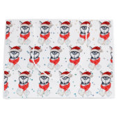 シベリアのハスキー犬がクリスマススターを育てる ラージペーパーバッグ (正面)