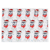 シベリアのハスキー犬がクリスマススターを育てる ラージペーパーバッグ (裏面)