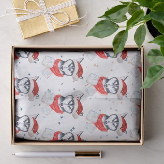 シベリアのハスキー犬がクリスマススターを育てる 薄葉紙 (ギフト)