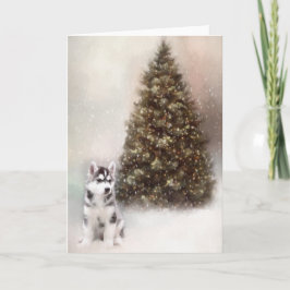 シベリアのハスキー犬のクリスマスカード シーズンカード