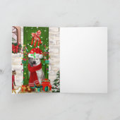 シベリアのハスキー犬のクリスマス折り返しグリーティングカード カード (内部)