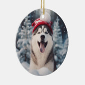 シベリアのハスキー犬のクリスマス記念品 セラミックオーナメント (右)