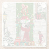 シベリアのハスキー犬のクリスマス ガラスコースター (裏面)