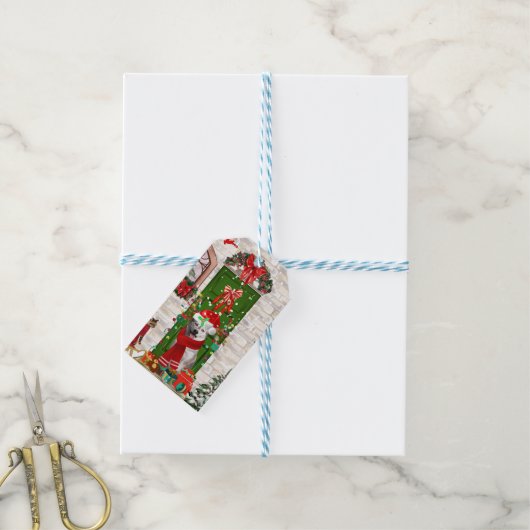 シベリアのハスキー犬のクリスマス ギフトタグ (より糸付き)