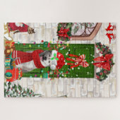 シベリアのハスキー犬のクリスマス ジグソーパズル (横)