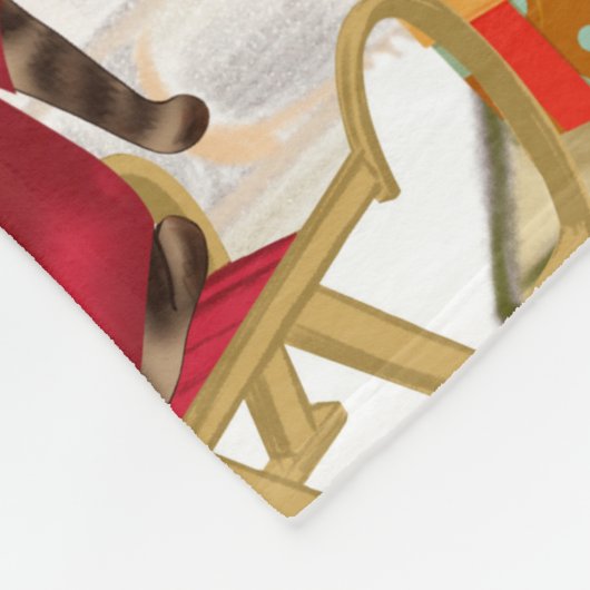 シベリアのハスキー犬のクリスマス フリースブランケット (角)